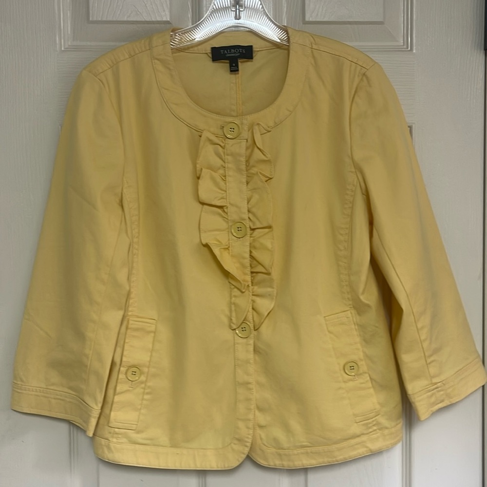 Talbots size 8 light yellow jacket. Two small spots. See pictures.